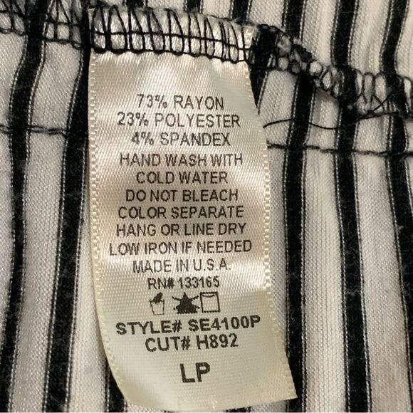 EVERLEIGH Strapless Jersey Maxi Dress Women LP White Black Stripes Baby Doll. - Picture 7 of 8